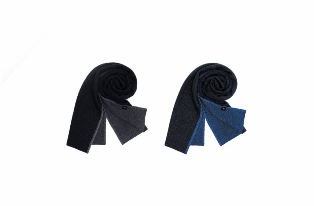Xiaomi Mijia 90 Minutes Men Women Double-sided Scarf Worsted Pure Wool - Grey + Blue