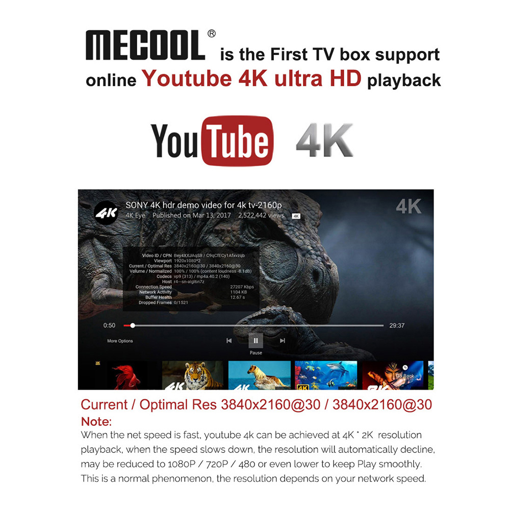 MECOOL M8S PRO L Android TV OS YouTube 4K Netflix HD Streaming 3GB/16GB Amlogic S912 KODI 17.3 TV Box with Voice Control DRM 802.11ac WiFi Bluetooth LAN HDMI