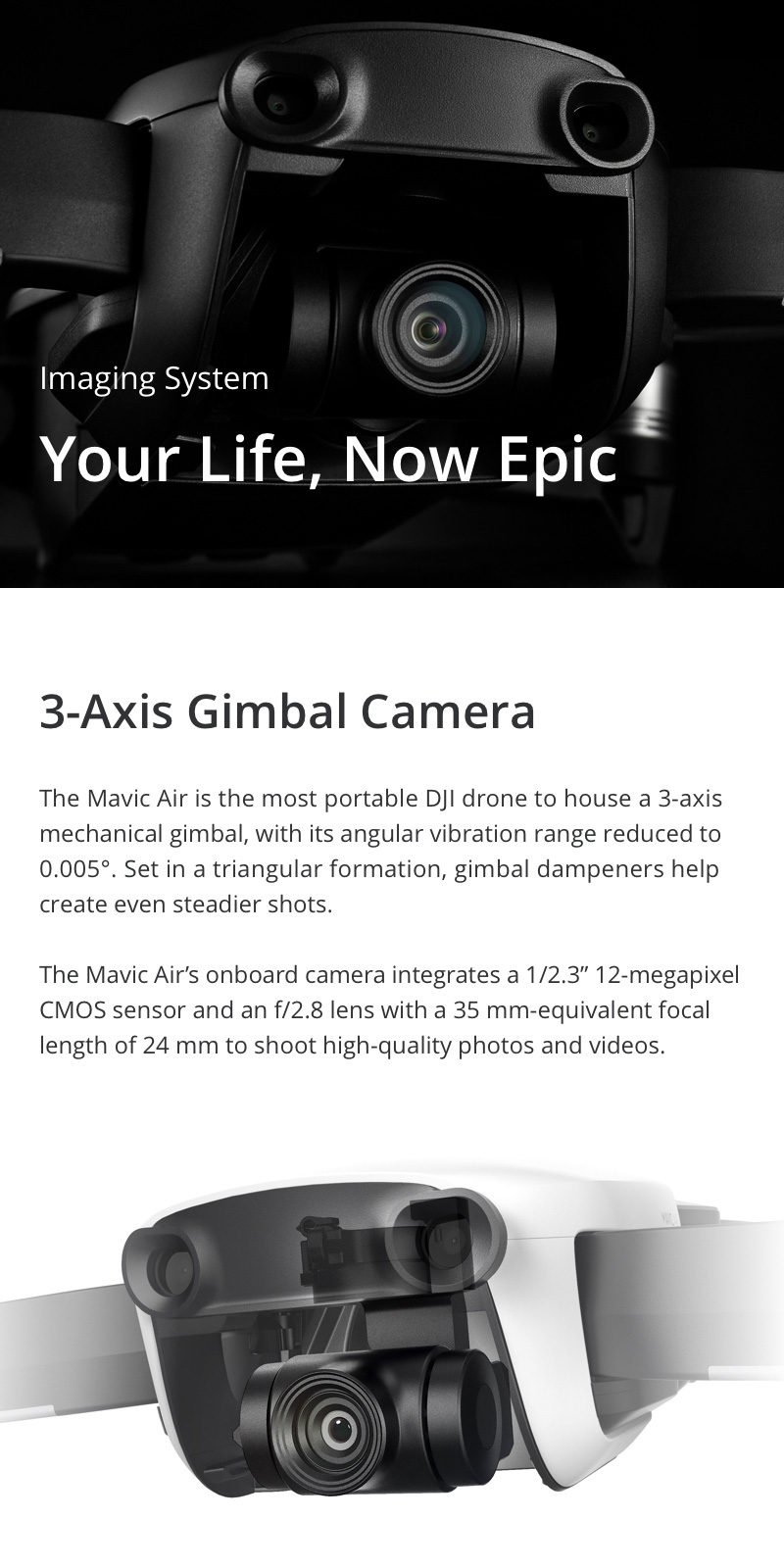 DJI Mavic Air 4K 3-Axis Gimbal Camera 32MP Sphere Panoramas Foldable RC Drone Fly More Combo - Onyx Black