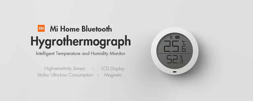 Xiaomi Mijia Bluetooth Temperature Humidity Monitor Sensor APP Control Built-in Sensor LCD Display Magnetic Stick Ultra-Low Power Thermostat -White