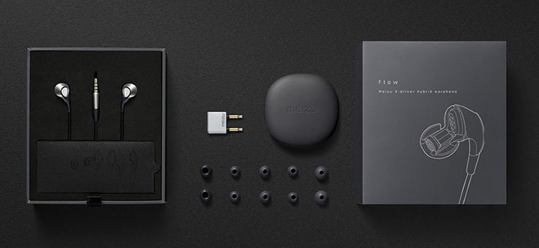 MEIZU Flow Three Driver Hybrid HiFi Earphones with Mic - Gray