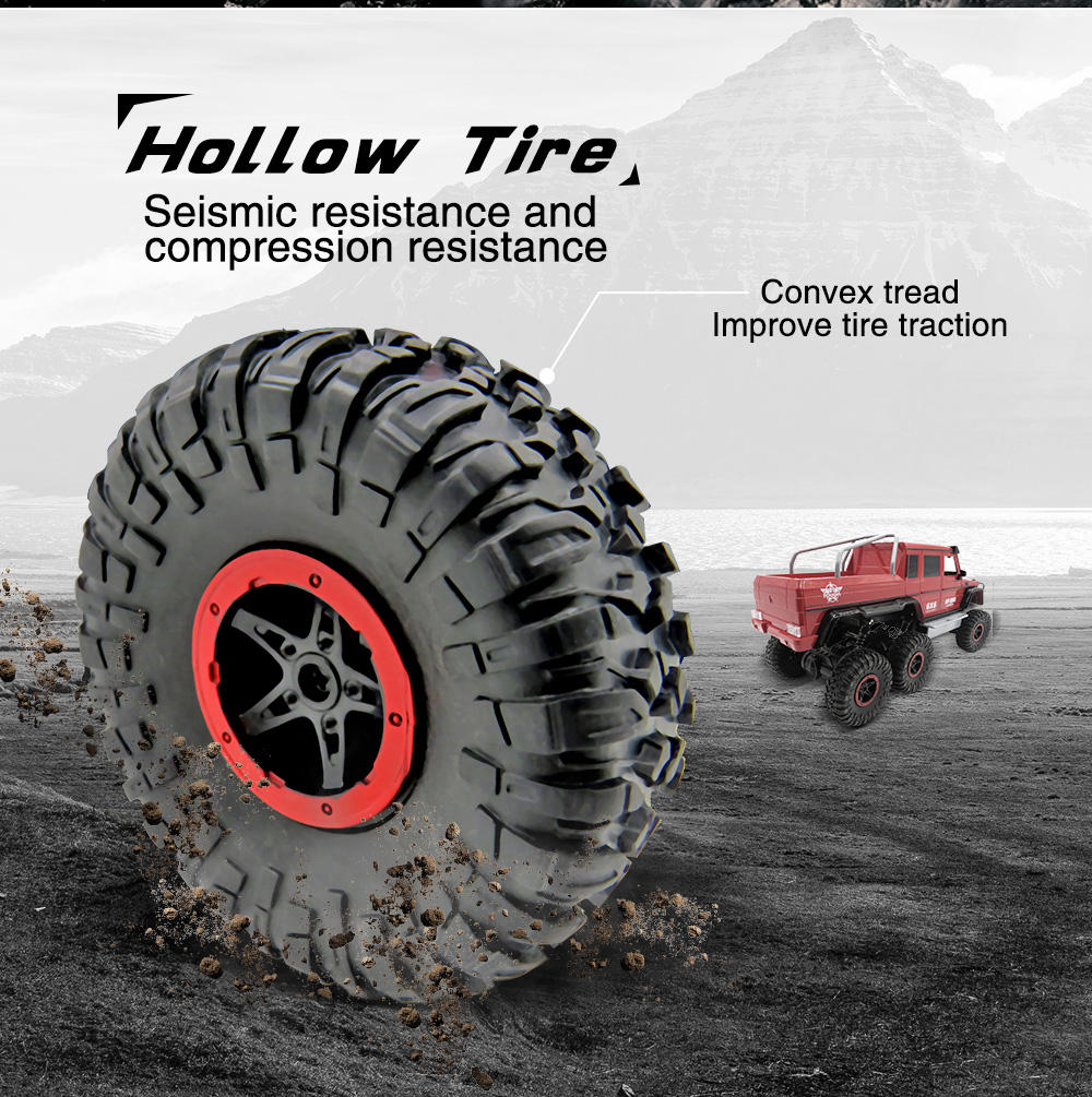 Flytec 699-118 1:10 2.4G 4CH 6WD Rock Crawler 6x6 Driving Truck Double Motors Big Foot Off-Road RC Car RTR - Red