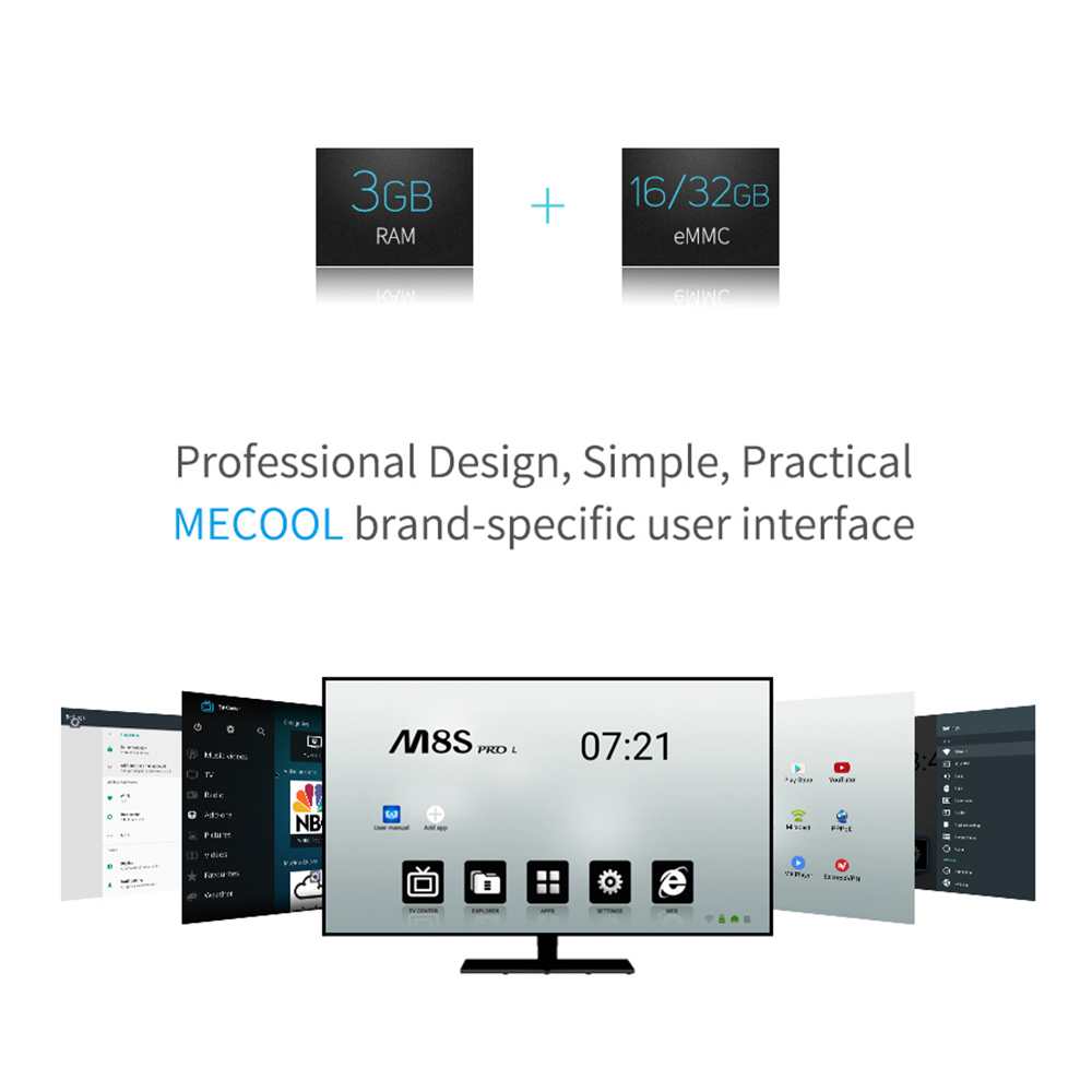 MECOOL M8S PRO L Android TV OS YouTube 4K Netflix HD Streaming 3GB/16GB Amlogic S912 KODI 17.3 TV Box with Voice Control DRM 802.11ac WiFi Bluetooth LAN HDMI