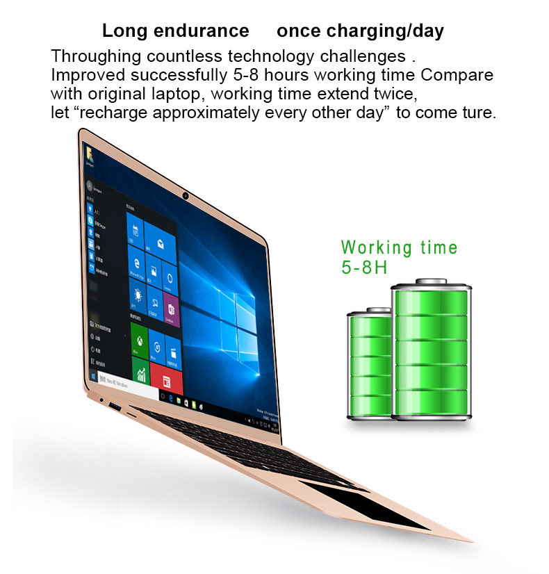 YEPO 737A Laptop Intel Celeron N3450 Quad Core 13.3 Inch 1920 x 1080 Windows 10 6GB RAM 64GB eMMc - Gold