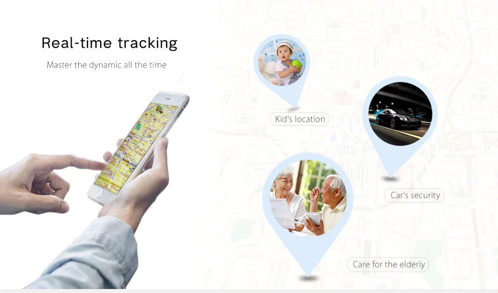 TK207 3G GPS Tracker Vehicle Pets Kids Elderly Locator - Black