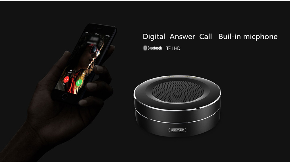 REMAX RB-M13 Wireless Bluetooth Speaker TF Player HD Sound Data Transport Call Function - Silver