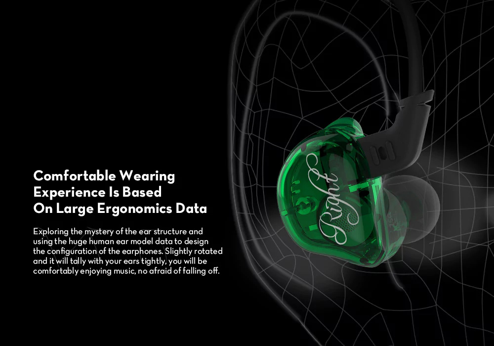 KZ ZSR Dynamic Hybrid Dual Driver HiFi Earphones with Mic - Green
