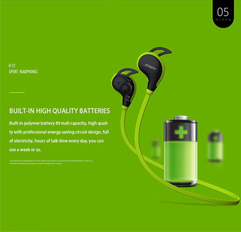 Joway H12 Wireless Bluetooth V4.1 Stereo Headphones with Mic Noise Cancelling - Green