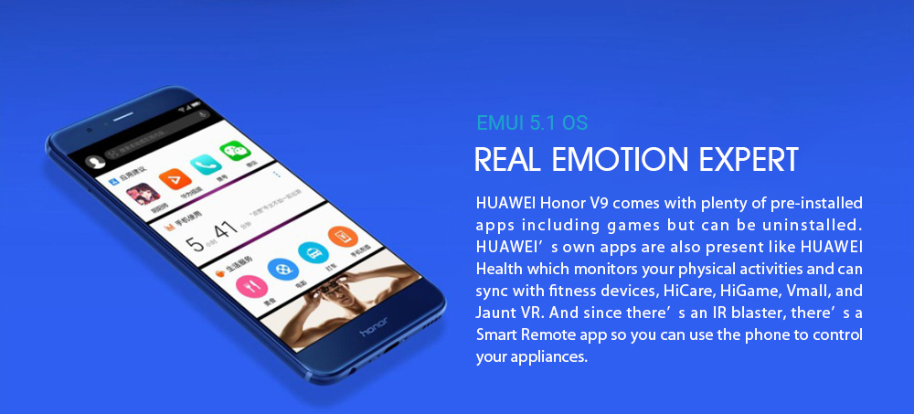 HUAWEI Honor V9 5.7 Inch Smartphone 2K Screen 12.0MP+12.0MP Dual Rear Cam 4GB 64GB Hisilicon Kirin 960 Octa Core Android 7.0 OTA NFC - Black