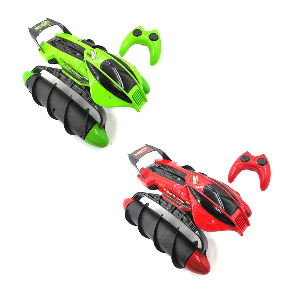 Flytec 989-393 2.4G 1:18 4CH RC Tank Amphibious Waterproof Stunt Toys with LED Light RTR - Green