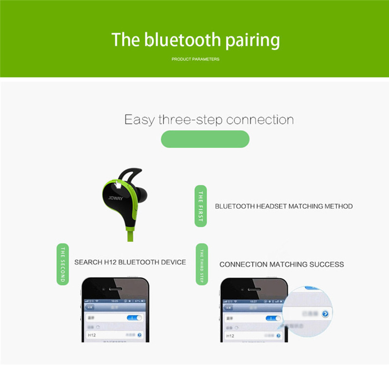Joway H12 Wireless Bluetooth V4.1 Stereo Headphones with Mic Noise Cancelling - Green