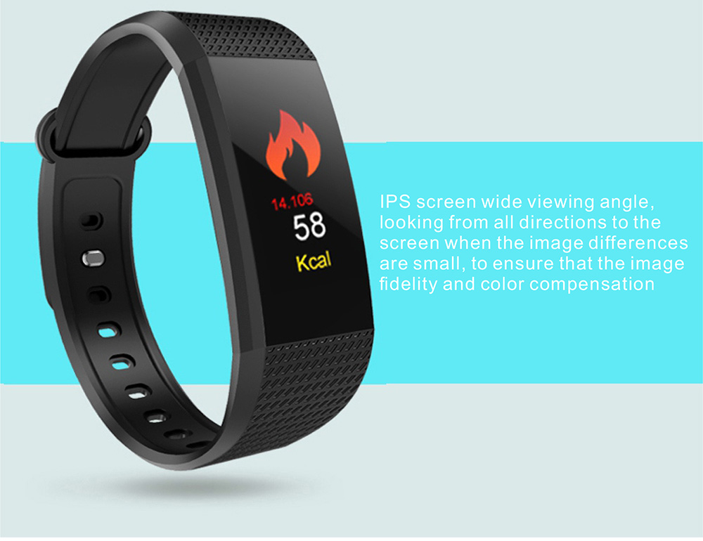 LYNWO I9 Smart Bracelet IPS 0.96 Inch Color Screen Blood Oxygen Blood Pressure Monitor IP67 Water Resistant Compatible With Android IOS - Black