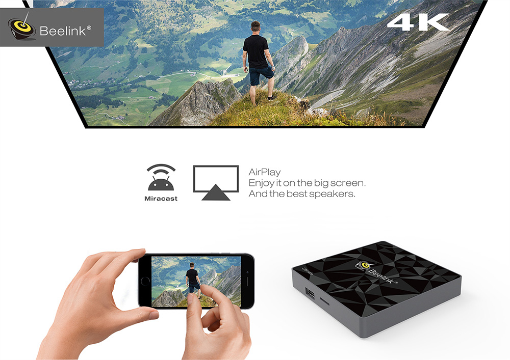 Beelink GT1 Ultimate Android 7.1.2 Amlogic S912 4K KODI 3GB/32GB TV BOX 2.4G/5.8G WIFI Bluetooth Gigabit LAN HDMI - Black