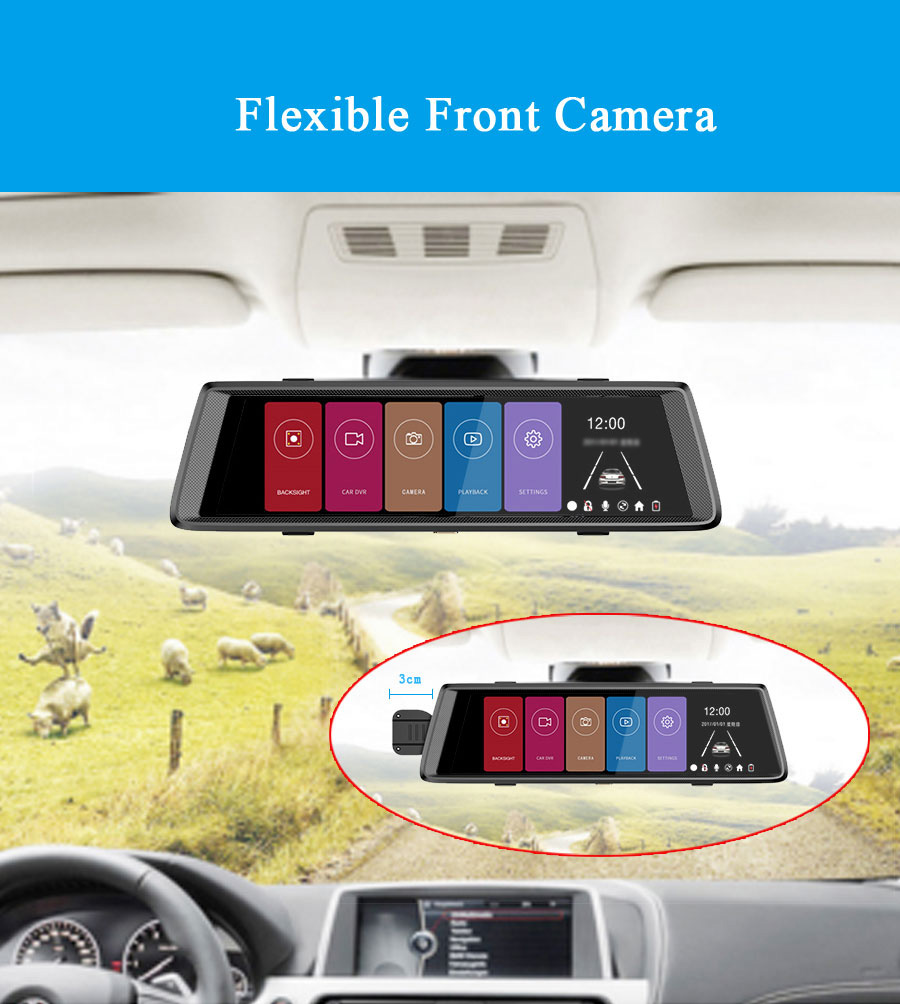 F900 10 Inch IPS Dash Camera Full HD 1080P With Dual Lens Recording 140 Degree Wide Angle - Black