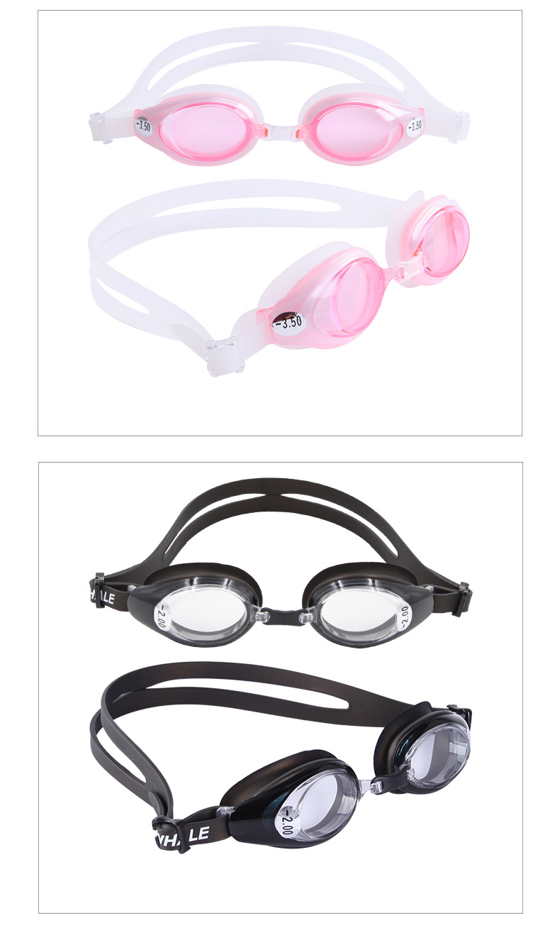 Whale OTP-6000 Prescription Swim Goggles(Prescription 2.0-7.0 Diopters)Anti-fog UV Protection Leakproof Swimming Glasses for 4.0 Diopter - Black