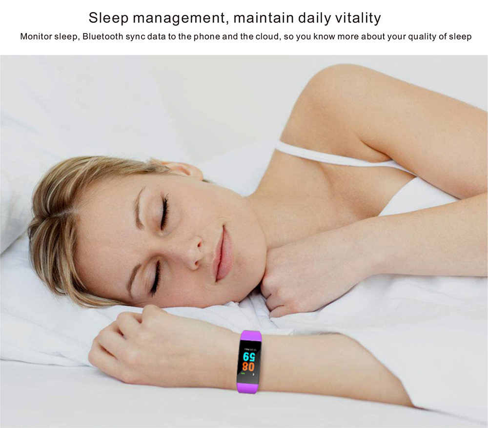 LYNWO I9 Smart Bracelet IPS 0.96 Inch Color Screen Blood Oxygen Blood Pressure Monitor IP67 Water Resistant Compatible With Android IOS - Black