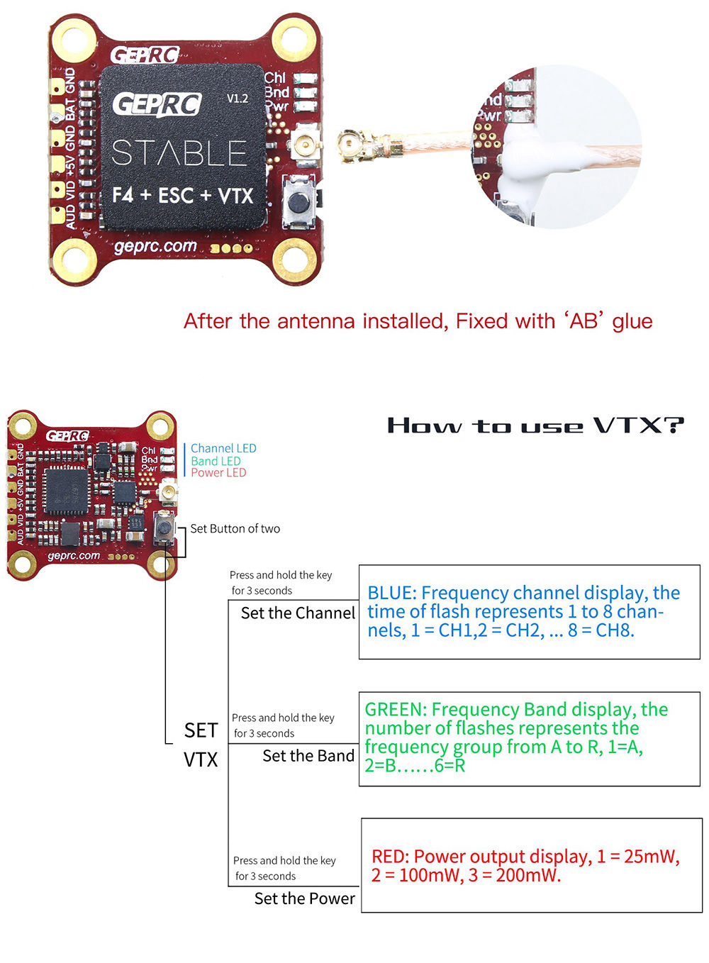 GEPRC Stable F4 MiniTower Omnibus F4 OSD 20A 2-4S 4 In 1 BLHeli_S ESC 48CH 25/100/200mW Switchable VTX
