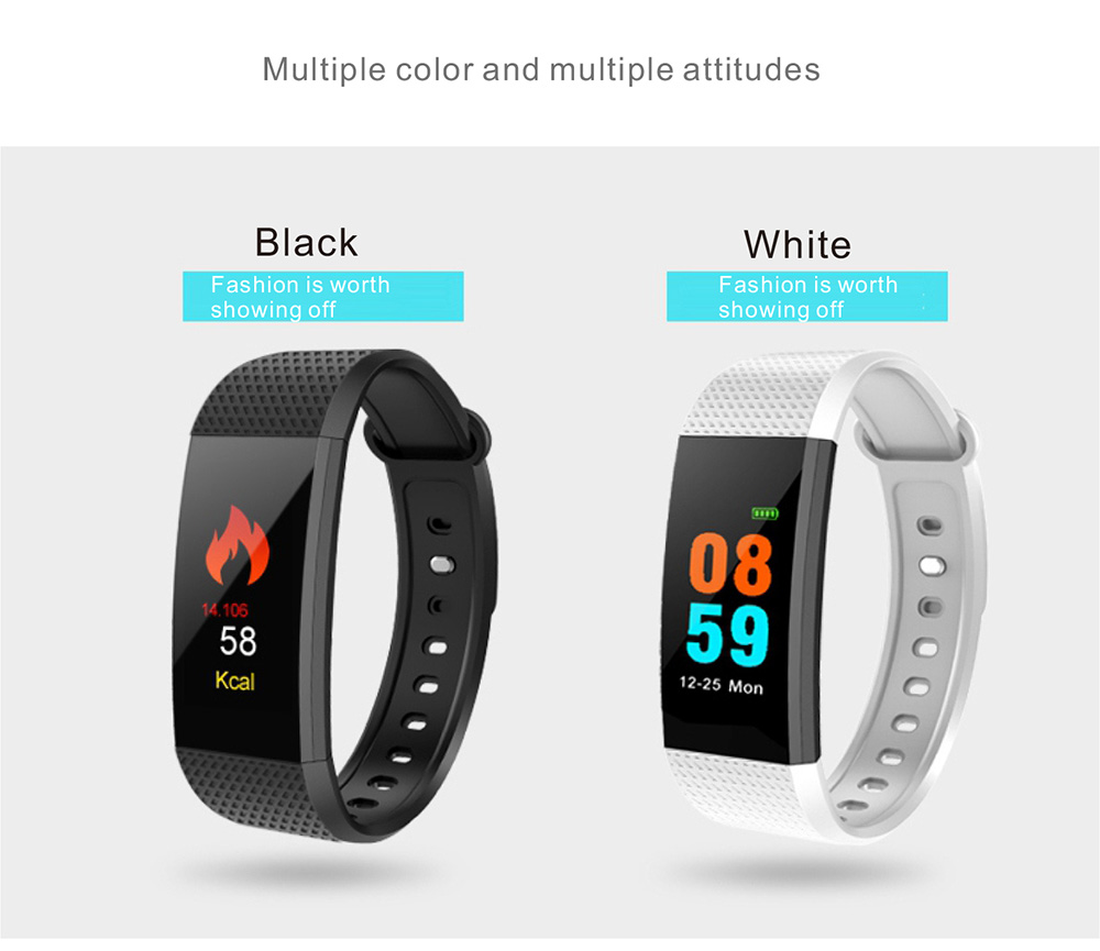 LYNWO I9 Smart Bracelet IPS 0.96 Inch Color Screen Blood Oxygen Blood Pressure Monitor IP67 Water Resistant Compatible With Android IOS - Black