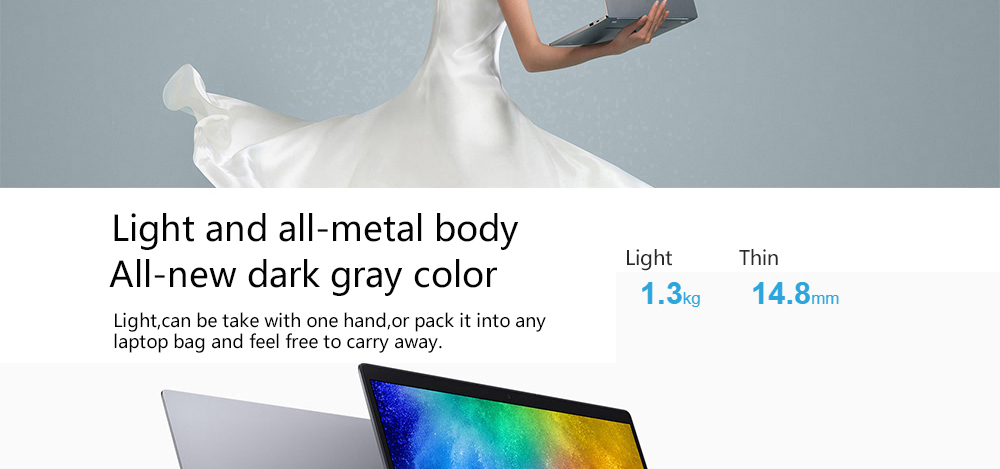 Xiaomi Mi Notebook Air 13.3 Inch 1920*1080 Intel Core i7-8550U Quad Core 16GB DDR4 256GB SSD NVIDIA GeForce MX150 Fingerprints - Gray
