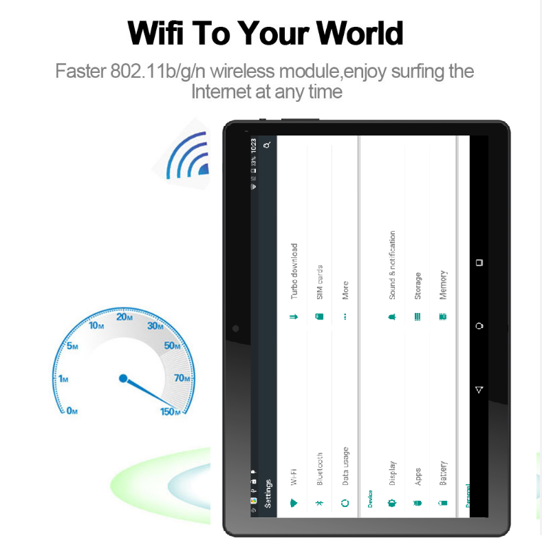 NOOMAI A108 3G Phablet MTK6580 Quad Core 1.3GHz 10.1" 2GB RAM 16GB ROM Tablet Dual SIM Dual Standby GPS Android 6.0- Black