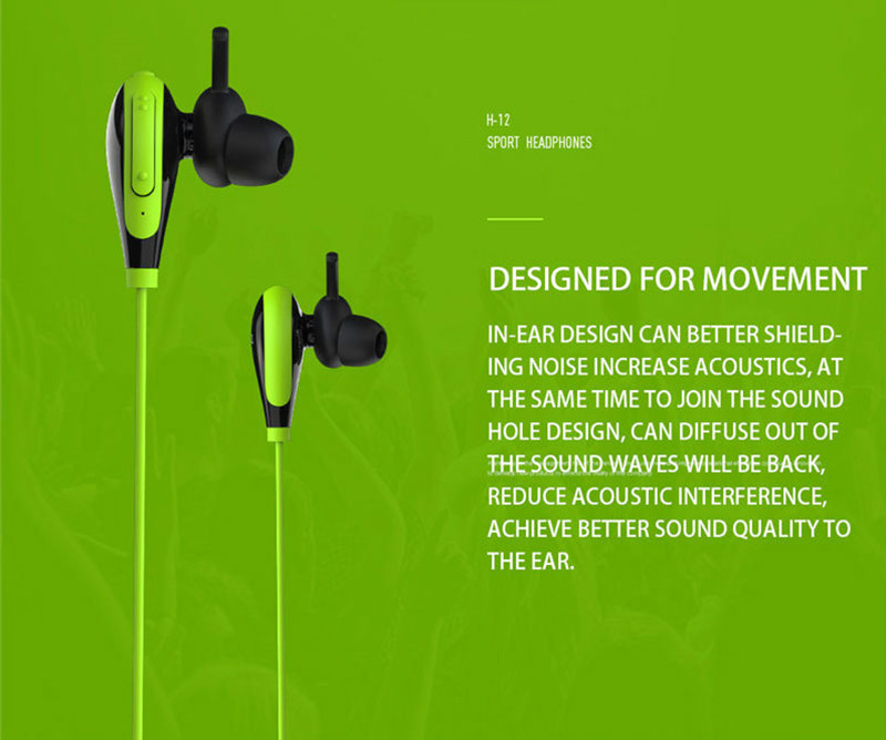 Joway H12 Wireless Bluetooth V4.1 Stereo Headphones with Mic Noise Cancelling - Green