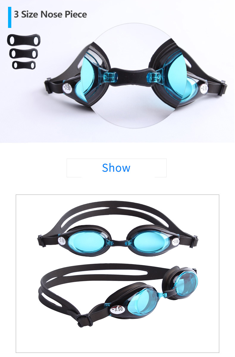 Whale OTP-6000 Prescription Swim Goggles(Prescription 2.0-7.0 Diopters)Anti-fog UV Protection Leakproof Swimming Glasses for 4.0 Diopter - Black