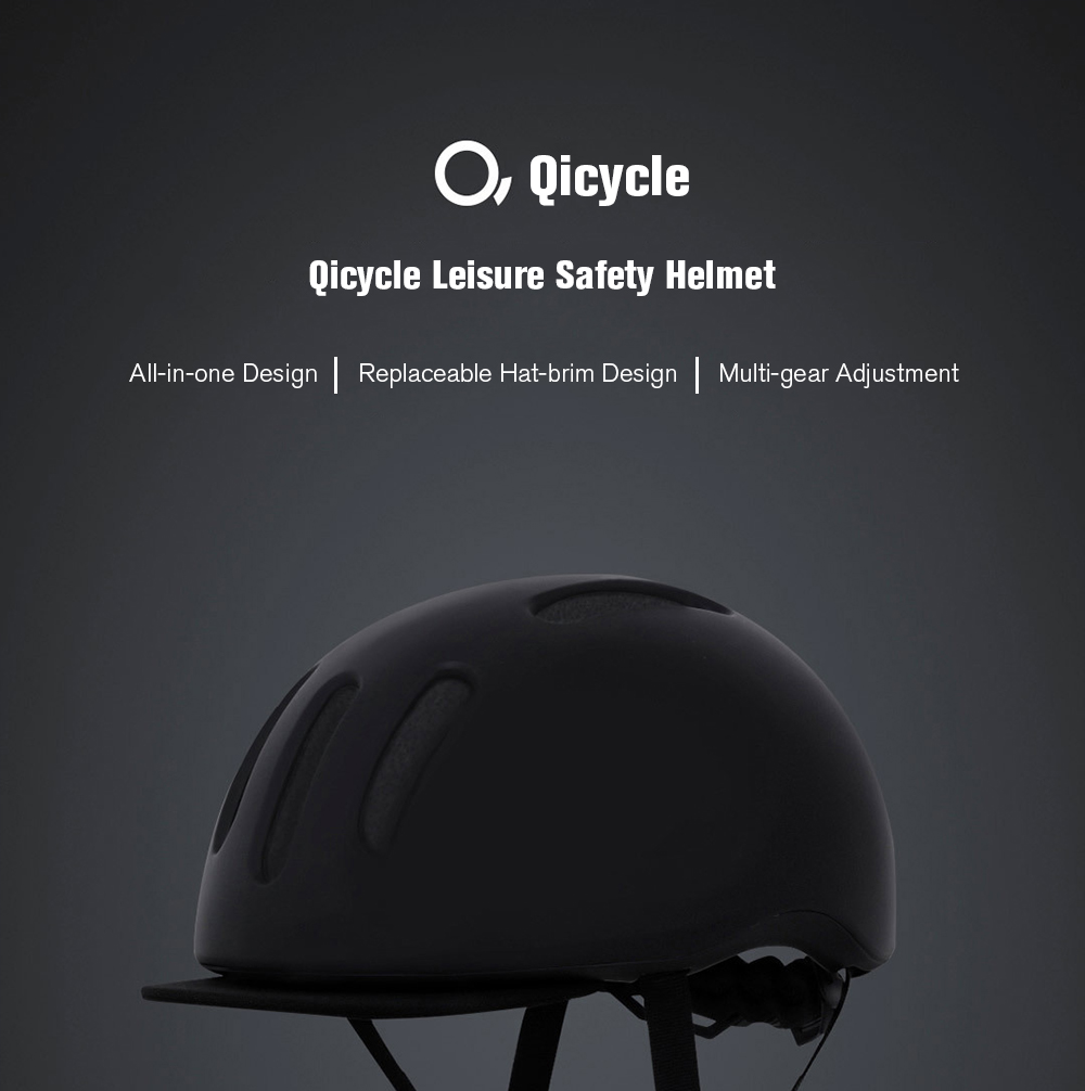 Original Xiaomi Mijia Qicycle Safety Helmet EPS Material Adjustable Ventilation Design - Black