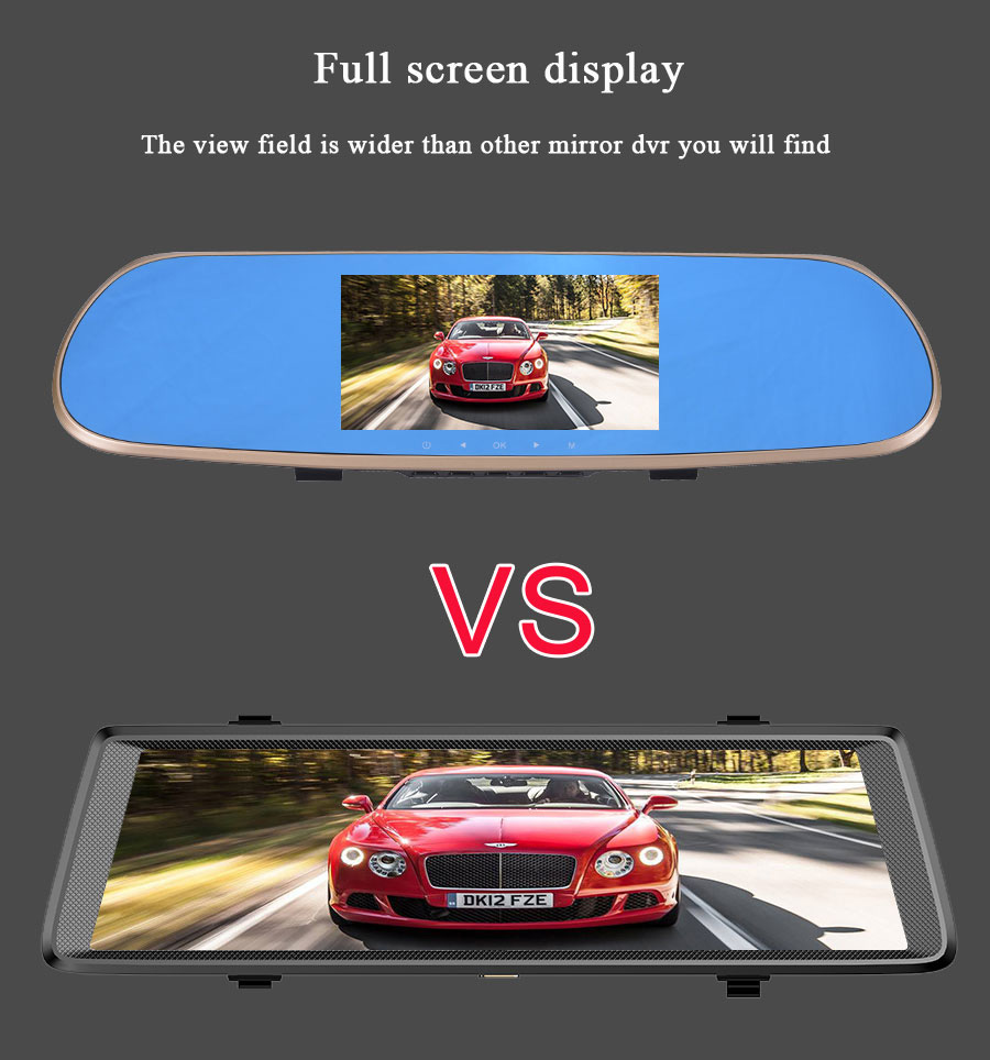 F900 10 Inch IPS Dash Camera Full HD 1080P With Dual Lens Recording 140 Degree Wide Angle - Black