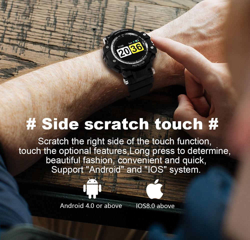 GW68 Smartwatch IP67 Water Resistant Blood Pressure Blood Oxygen Heart Rate Monitor Sports Watch Compatible With Android IOS - Black
