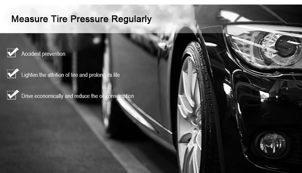 GL-0812 Tire Pressure Gauge Tester Digital LCD Screen With LED Light For Auto Car Motorcycle Wheels Tires - Yellow