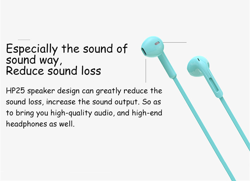 JOWAY H-P25 Stereo Earphone with Mic Noise Reduction Super Bass Flat Wire - Blue