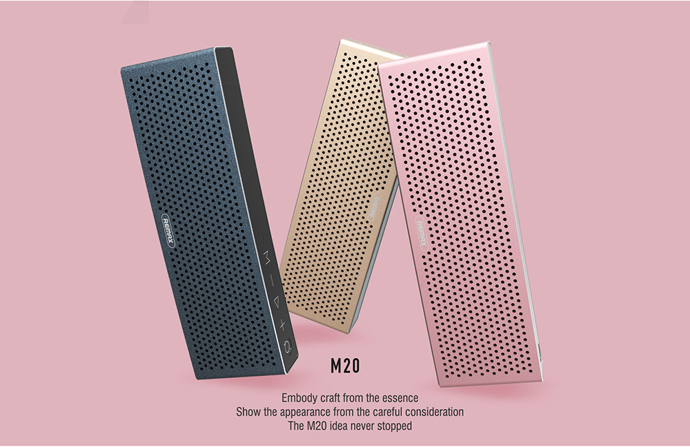 REMAX RB-M20 Metal Bluetooth Speaker Stereo Bass 3D Sound with Mic TF Port AUX - Pink