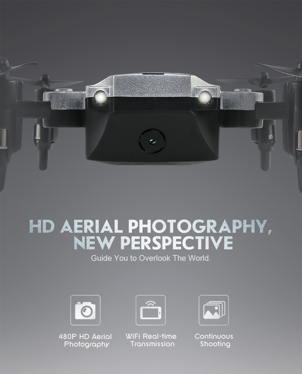 JJRC H54W E-FLY WIFI FPV Foldable Drone with 480P Camera Altitude Hold Mode RC Quadcopter BNF - Silver