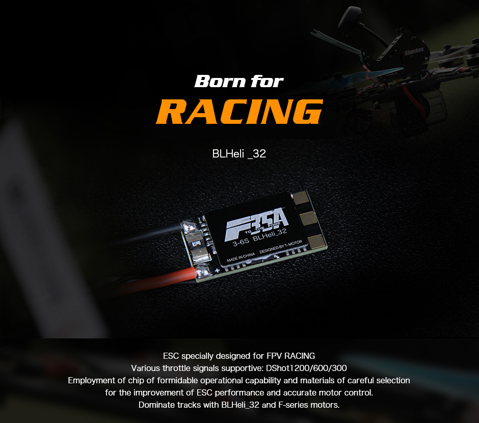 T-Motor F35A Blheli_32 3-6S Dshot1200 ESC for FPV Racing Drone