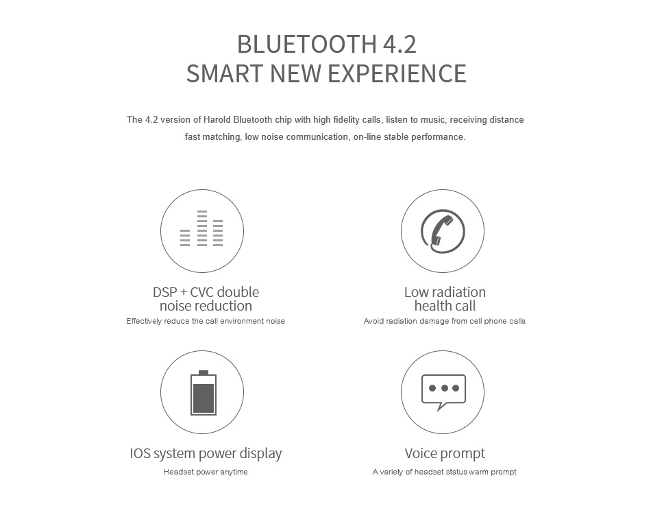 Binai A1 Wireless Bluetooth Headphones with Mic Smart Voice Magnetic Adsorption - Gray