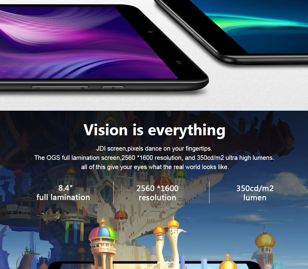 Chuwi Hi 9 Air Tablet PC MTK8173 Quad Core 8.4 Inch 2560*1600 4GB RAM 64GB ROM Android 7.0 Dual Band Wifi - Black+Gray