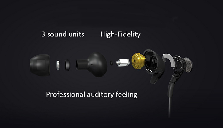 MEIZU Flow Three Driver Hybrid HiFi Earphones with Mic - Gray