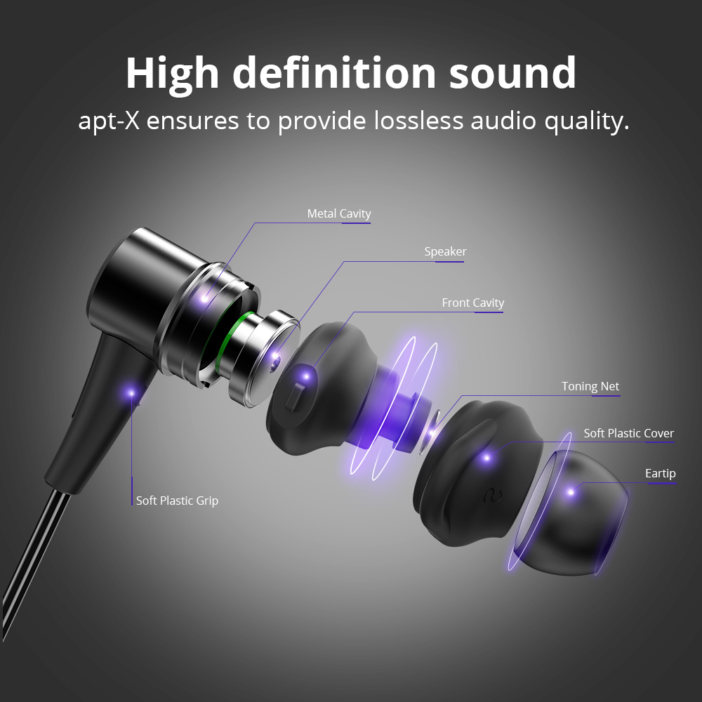 Tronsmart Encore Flair IP56 Water-Resistant Bluetooth Headphones with Bluetooth 4.1 & Microphone for iOS & Android Devices - Black