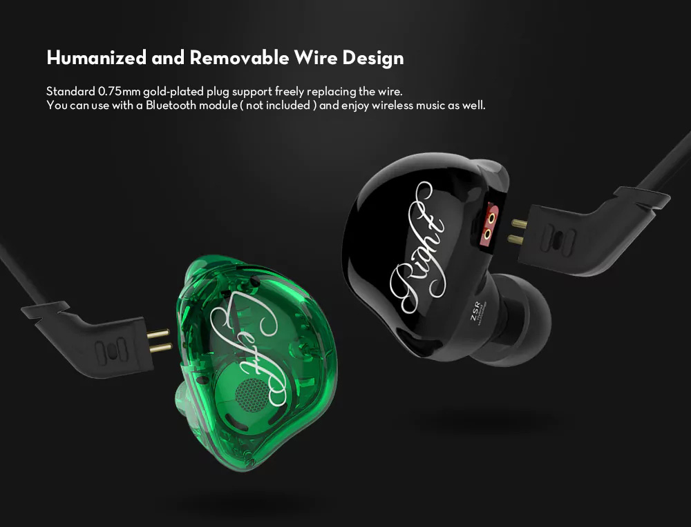 KZ ZSR Dynamic Hybrid Dual Driver HiFi Earphones with Mic - Green