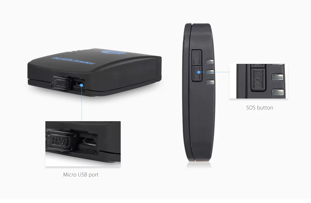 TK207 3G GPS Tracker Vehicle Pets Kids Elderly Locator - Black