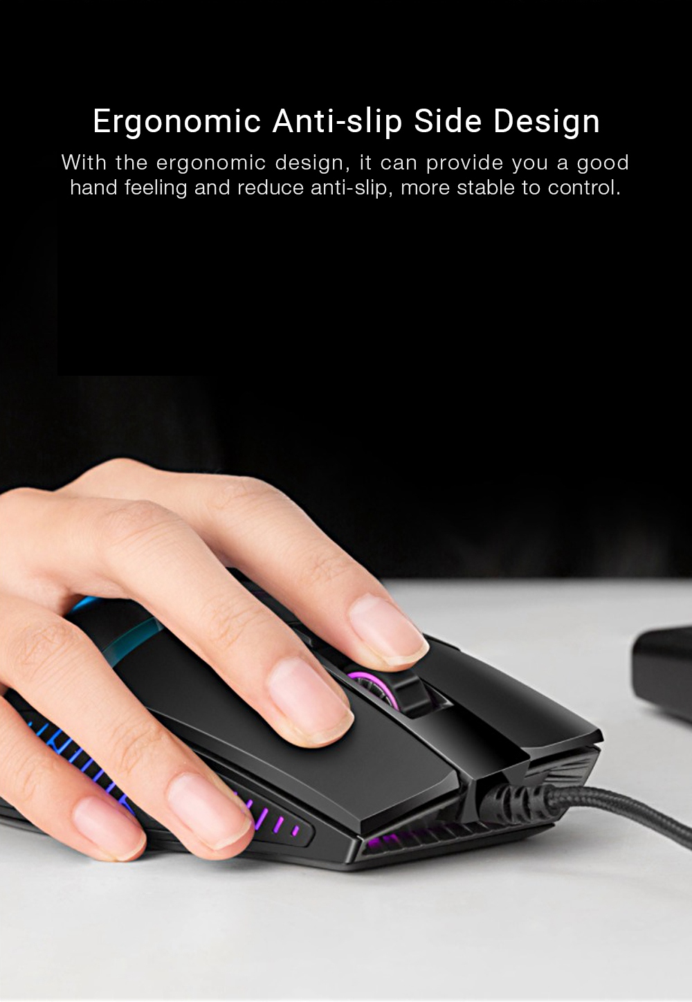 Xiaomi Mijia Blasoul Y720 Wired Gaming Mouse OMRON Switch RGB Backlights PMW3360 12000DPI - Black