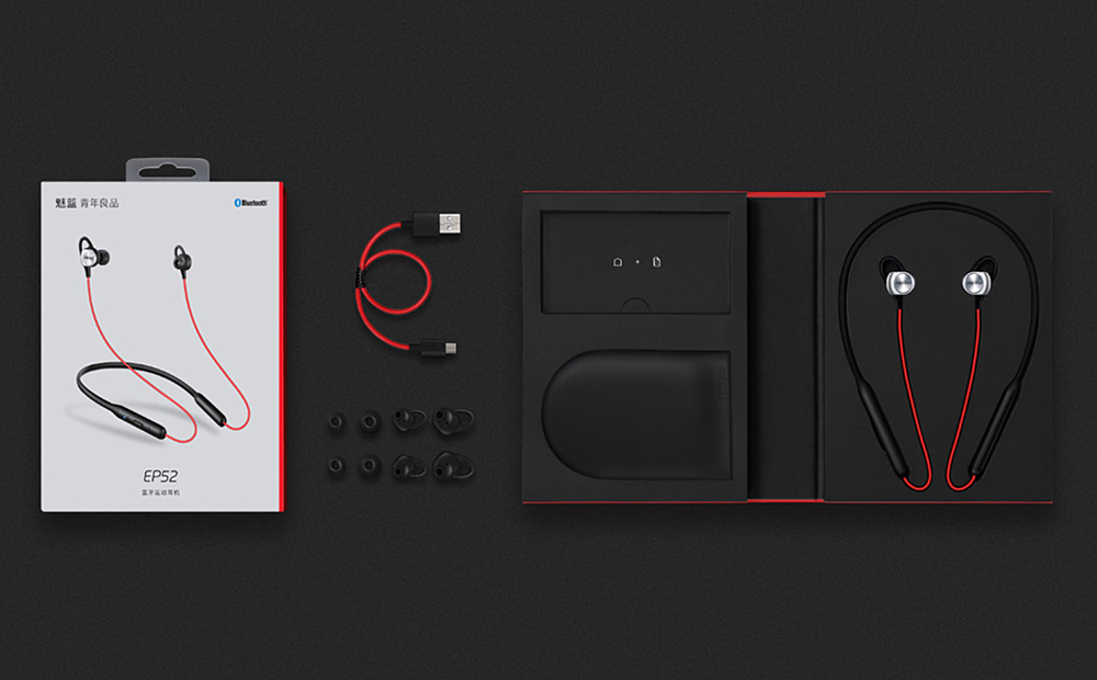 MEIZU EP52 Bluetooth Headphones with Mic Magnetic Neckband Stereo Earphones - Gray