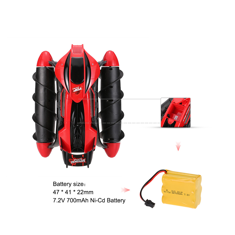 Flytec 989-393 2.4G 1:18 4CH RC Tank Amphibious Waterproof Stunt Toys with LED Light RTR - Green