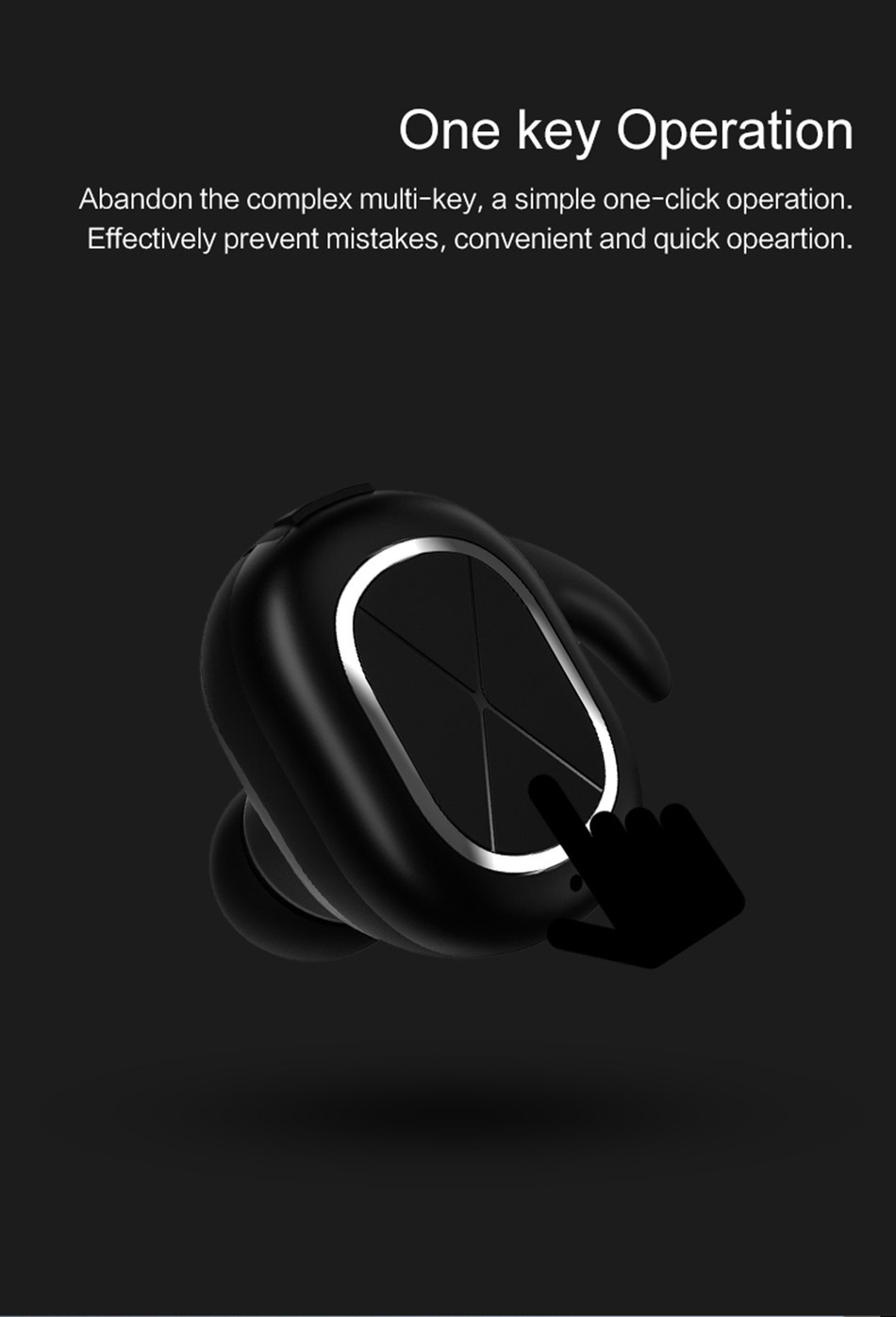 USAMS US-LS001 Wireless Bluetooth V4.1 In-ear Earphone with Mic 2in1 Smart Connect Noise Reduction - Black