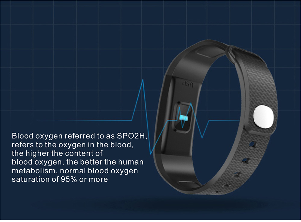 LYNWO I9 Smart Bracelet IPS 0.96 Inch Color Screen Blood Oxygen Blood Pressure Monitor IP67 Water Resistant Compatible With Android IOS - Black