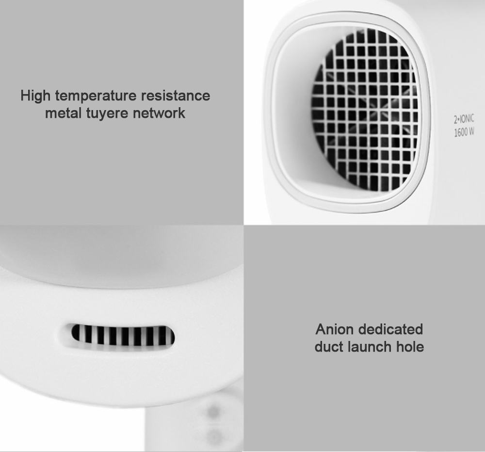 Xiaomi Smate SH-A161 Hair Dryer 1600W Double Negative Ions 2 Speed Temperature with Nozzle Collapsible Hair Dryer -White