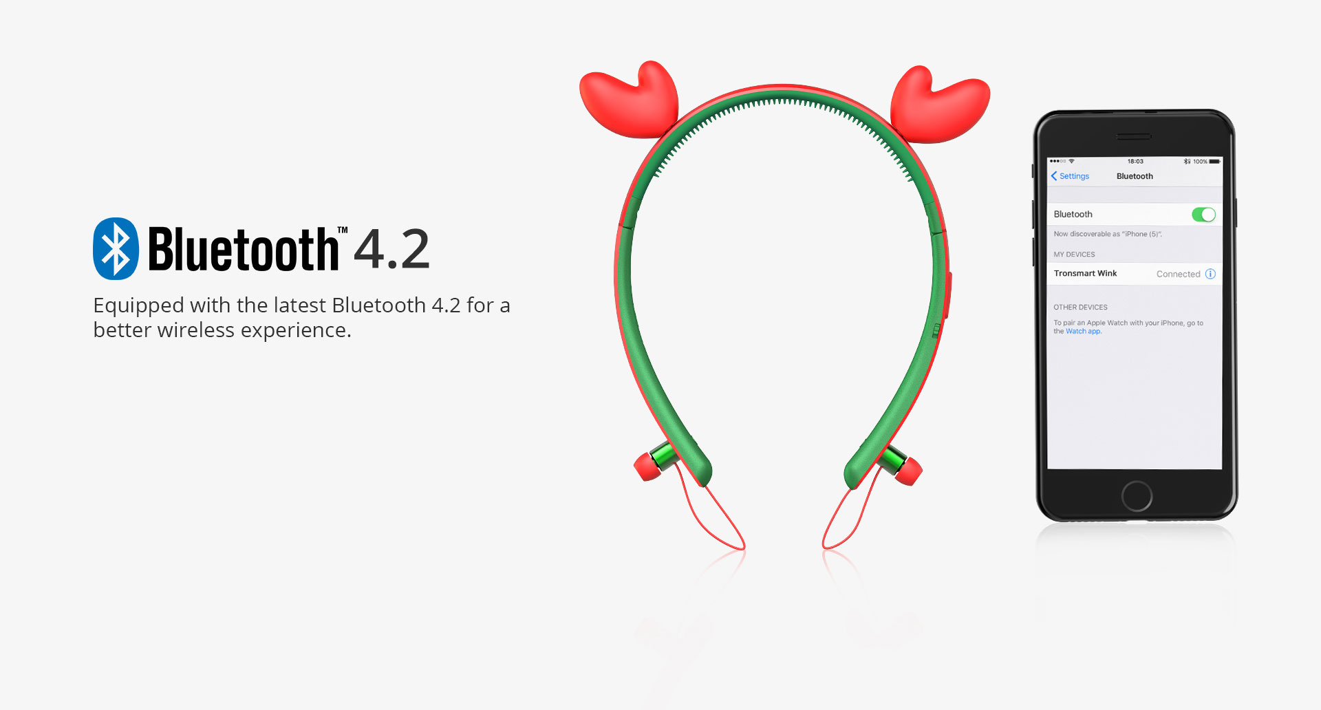 Tronsmart Encore Wink Bluetooth Headphones with LED Light - Red & Green