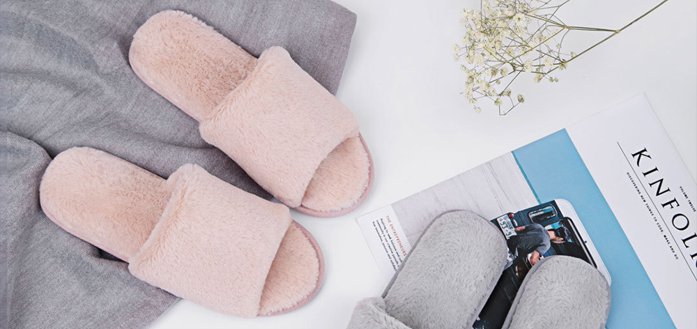 Xiaomi Mijia One Cloud Home Slippers Soft Faux Rabbit Fur Leisure Shoes -Grey/Size(39/40)