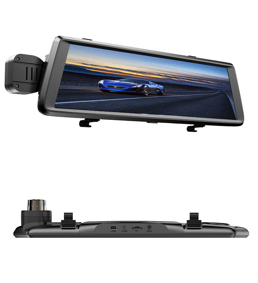 F900 10 Inch IPS Dash Camera Full HD 1080P With Dual Lens Recording 140 Degree Wide Angle - Black