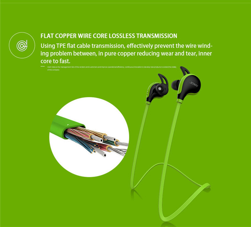 Joway H12 Wireless Bluetooth V4.1 Stereo Headphones with Mic Noise Cancelling - Green